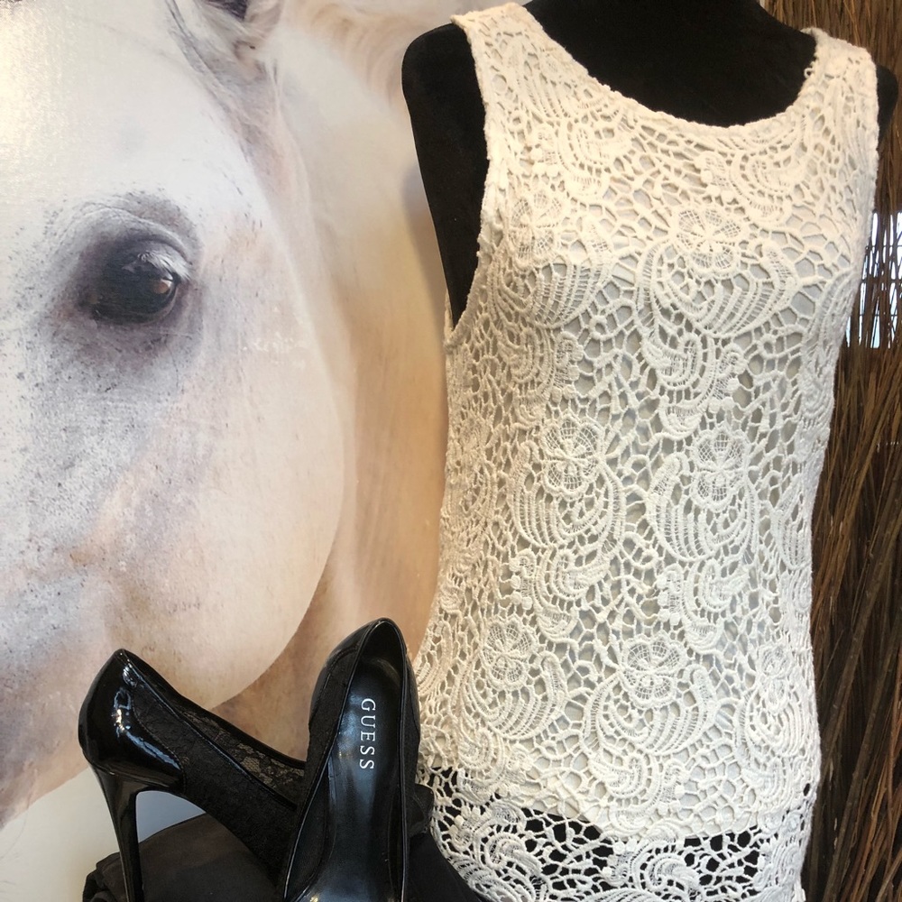 NWOT Lucky Brand Lace lined off white Top